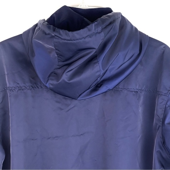 EUC- Zara Man Hooded Varsity Stripe Inside Navy Blue Bomber Jacket Size Large - Picture 6 of 16